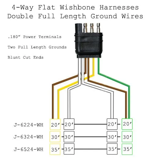 4-Way Flat 35' Harness w/ 2 Fu